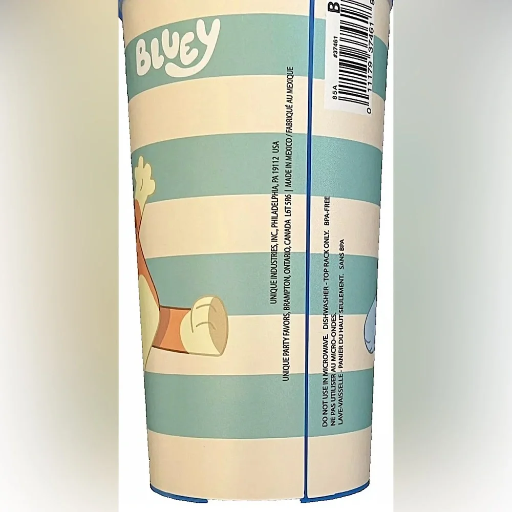 BLUEY BINGO Reusable 16 Ounce Plastic Tumbler Cups 6 PIECE LOT NEW